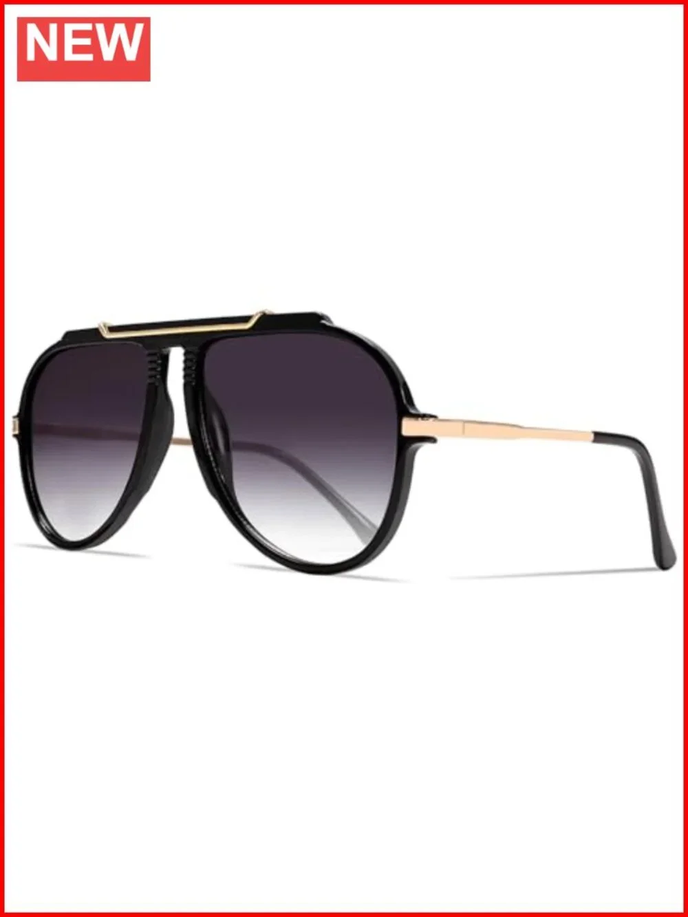 Oversized Aviator Sunglasses Gold Metal Retro 70s UV400